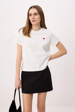 Sar? Regular/Normal Kal?p K?sa Kollu Nak?sl? Tok %100 Pamuk Orme T-shirt TWOSS26TS00232 - Trendyolmilla фото 5
