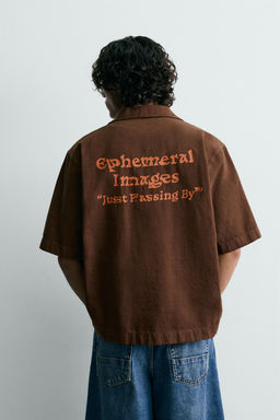 CAMISA LAVADA ESTAMPADO COMBINADO / Marr?n - Zara фото 3