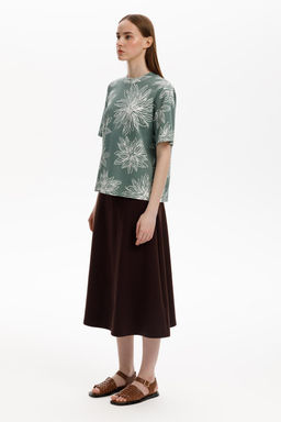 ЕВТ 3317/зеленый,крупные астры фуфайка жен