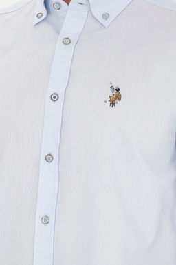 Мужская голубая базовая рубашка с длинным рукавом - U.s. polo assn фото 7