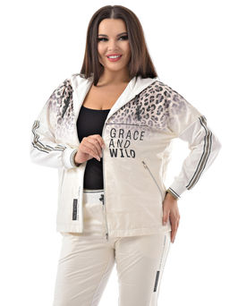 Толстовка из футера комбинированного с принтованной плащевой тканью - А+б коллекция фото 27