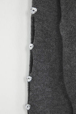 Antrasit Yumusak Dokulu Dugme Detayl? Triko Kazak TWOAW24KZ00384
