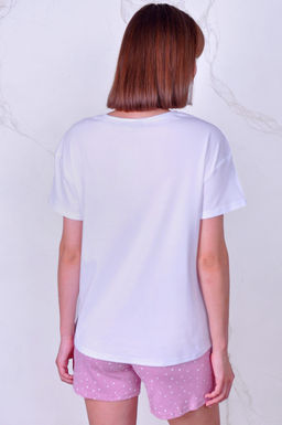 Арт. 9133 Пижама с шортами 42-50 (5 шт) Цвет:верх- белый, низ- пудра - Калинка фото 3