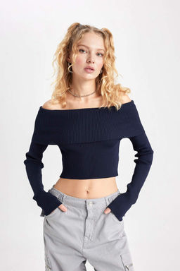 Cool Slim Fit свитер с открытыми плечами - Defacto фото 4