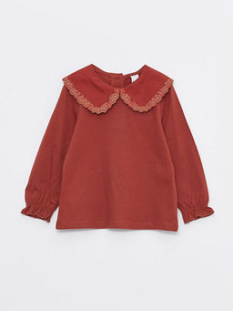 Bebe Yaka Uzun Kollu Nak?? Detayl? K?z Bebek Sweatshirt - Waikiki фото 3