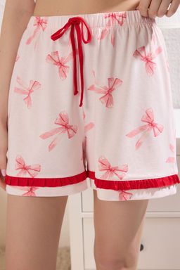 Trendyolmilla Pembe %100 Pamuklu Kurdele/Fiyonklu F?rf?rl? Sortlu Orme Pijama Tak?m? THMSS25PT00293 фото 11