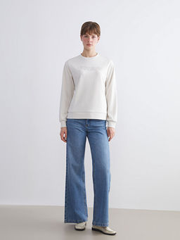 Bisiklet Yaka Ta?l? Kad?n Sweatshirt