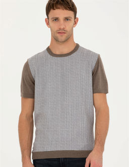 Vizon Melanj Slim Fit Bisiklet Yaka Triko Ti__rt - Pierre cardin фото 3