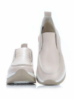 01-5576-2 BEIGE Ботинки демисезонные женские (натуральная кожа, байка)