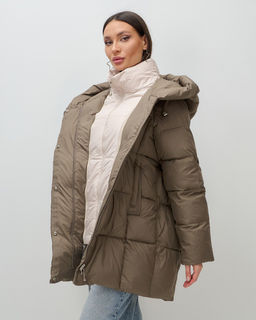 Куртка двубортная женская зимняя с капюшоном коричневого цвета 7736K Бренд: Visdeer  фото 8