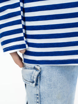 Тельняшка лонгслив детская васильковая полоска