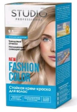 Студио "Fashion Color" Стойкая краска д/в тон 9.1 Пепельн.св-русый 50/50/15мл.(6)/95733