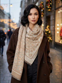 в составе ШЕРСТЬ и КАШЕМИР Большой, мягкий, теплый однотонный двусторонний палантин.