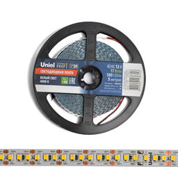 ULS-M16-2835-180LED/m-10mm-IP20-DC12V-17W/m-5M-4000K PROFI Гибкая светодиодная лента на самоклеящейся основе. Катушка 5м. в герметичной упаковке. Белый свет(4000К). ТМ Uniel