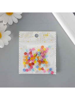 Цена за 3 шт. Пуговицы пластик для творчества 2 прокола «Цветные цветочки», набор 80 шт., 0.6×0.6 см