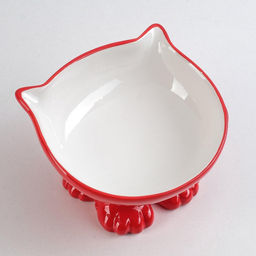 Миска керамическая «Киса» на подставке-лапках 200 мл, 13×12×8 см, красная