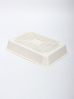 Туалет средний с бортом и сеткой 36×26×9, см, лоток бежевый, сетка и борт белые