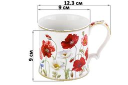 Кружка 380 мл 12,3*9*9 см "Маки" NEW BONE CHINA