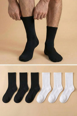 Siyaj-Beyaz Unisex 6l? Pamuklu Kolej-Tenis-Orta Boy Corap TEDAW25CO00007