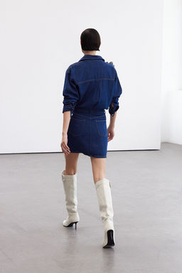 TRENDYOLMILLA Limited Edition Mavi Gul Detayl? Mini Denim Gomlek Elbise TWOAW25EL00396  фото 6