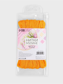 Цена за 2 шт. Набор ниток мулине №742, 8±1 м, 6 шт., светло-оранжевый