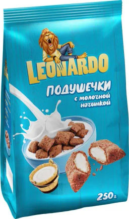 Leonardo, готовый завтрак Подушечки с молочной начинкой, 250 г  фото 2