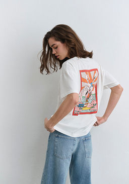 Delicious Bask?l? Beyaz Tisort