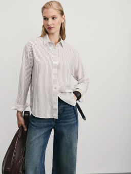 Рубашка в полоску из вискозы / Zarina фото 6