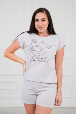 Пижама из кулирки женская Ника серый - Амадэль фото 2