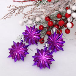 Цена за 2шт. Ёлочные игрушки "Таинственное очарование" Звезда остроконечная 6 см (набор 4 шт), фиолетовый