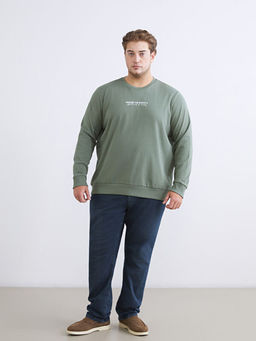 Bisiklet Yaka Bask?l? Erkek Sweatshirt