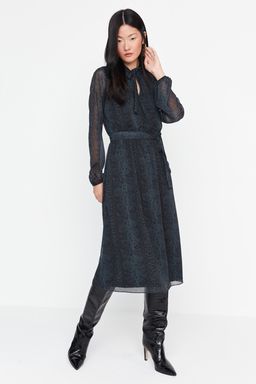 TRENDYOLMILLA Zumrut Yesili Baglama Detayl? Dokuma K?sl?k Elbise TWOAW21EL0458  фото 8