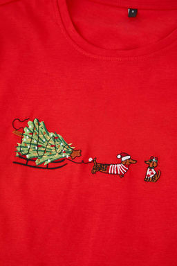 K?rm?z? Regular Y?lbas? Temal? Orme Pijama Tak?m? TMNAW26PT00028 - Trendyolmilla фото 3