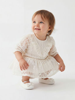 Bebe Yaka Dantelli K?z Bebek Elbise