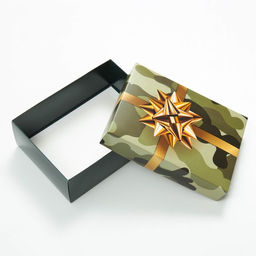Цена за 5 шт. Коробка подарочная, крышка - дно, сборная Камуфляж с бантом, 21?15?7 см