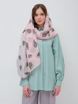 ХЛОПОК ВИСКОЗА Большой, мягкий, двусторонний палантин c принтом.