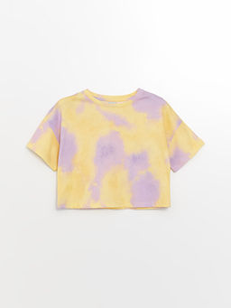 Bisiklet Yaka Batik Desenli K?sa Kollu K?z ?ocuk Ti??rt