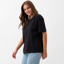 Футболка женская KAFTAN: Basic line, чёрная, размер 44-46