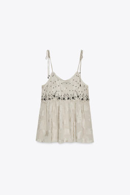 ZW COLLECTION JACQUARD STRAPPY TOP - Zara фото 4