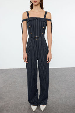 Lacivert Cizgili Kusakl? Kollar? Ayarlanabilir Baglamal? Uzun Tulum TWOAW25TU00017 - Trendyolmilla фото 3