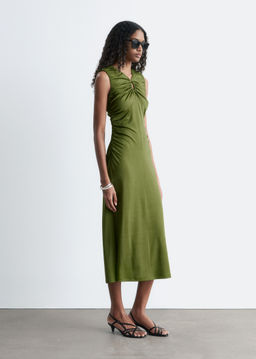 Vestido midi fruncido con escote ojo de cerradura - H&m фото 2