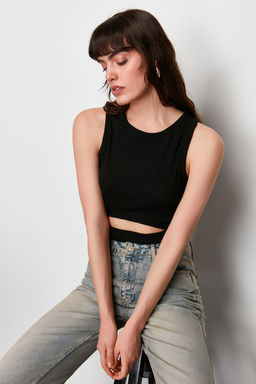 Siyah Cut Out Detayl? Bisiklet Yaka Orme Atlet TWOSS24AL00043