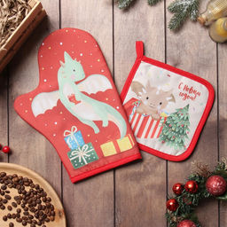 Набор кух. Доляна Подарок: варежка 20х28 см, прихватка 17х17 см, 35% хл, 65% пэ