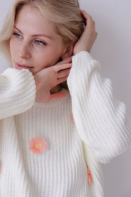 9837 Джемпер белый с цветами - Martichelli фото 32
