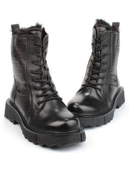 04-YPM5827A BLACK Ботинки зимние женские (натуральная кожа, натуральный мех)