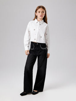 ACOOLA / Брюки джинсовые детские для девочек Poka1 черный