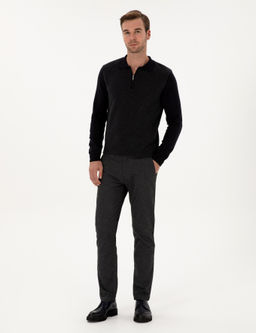 Antrasit Slim Fit Kanvas Pantolon