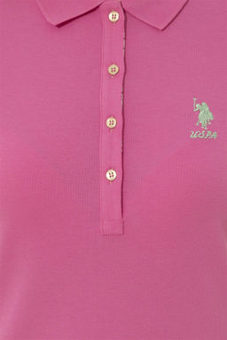 Женская розовая футболка с воротником поло Basic - U.s. polo assn фото 12
