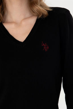 U. S. Polo Assn Женский черный базовый свитер с v-образным вырезом - U.s. polo assn фото 7