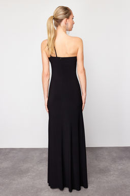 Siyah Ask? Detayl? Orme Uzun S?k Abiye Elbise TPRSS24AE00165 - Trendyolmilla фото 6